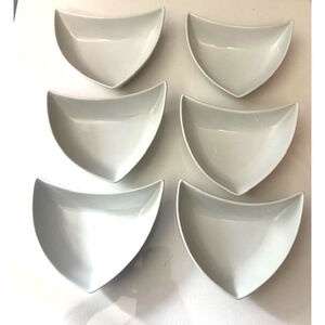B Smith With Style Hors D'Oeuvre Porcelain Crescent Plates Set of 6 Modern White